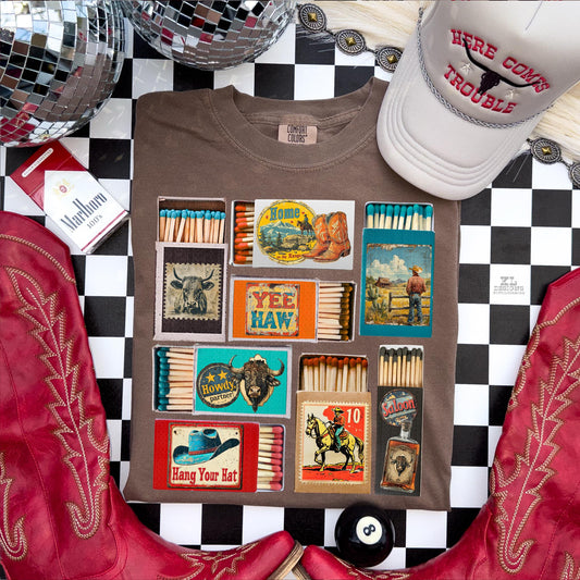Western match box tee or sweatshirt