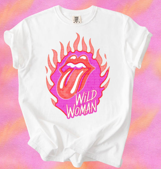 Wild woman flame tee or sweatshirt