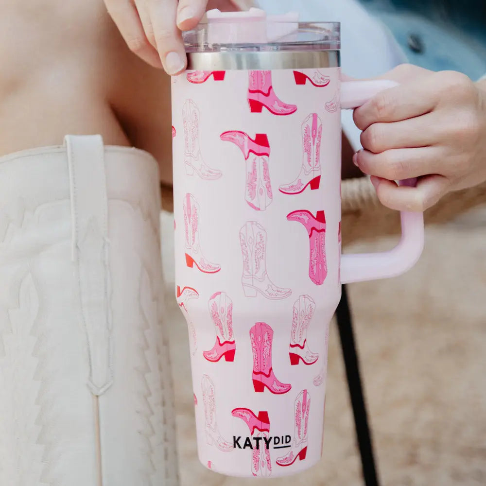 Light Pink Western Boot Tumbler