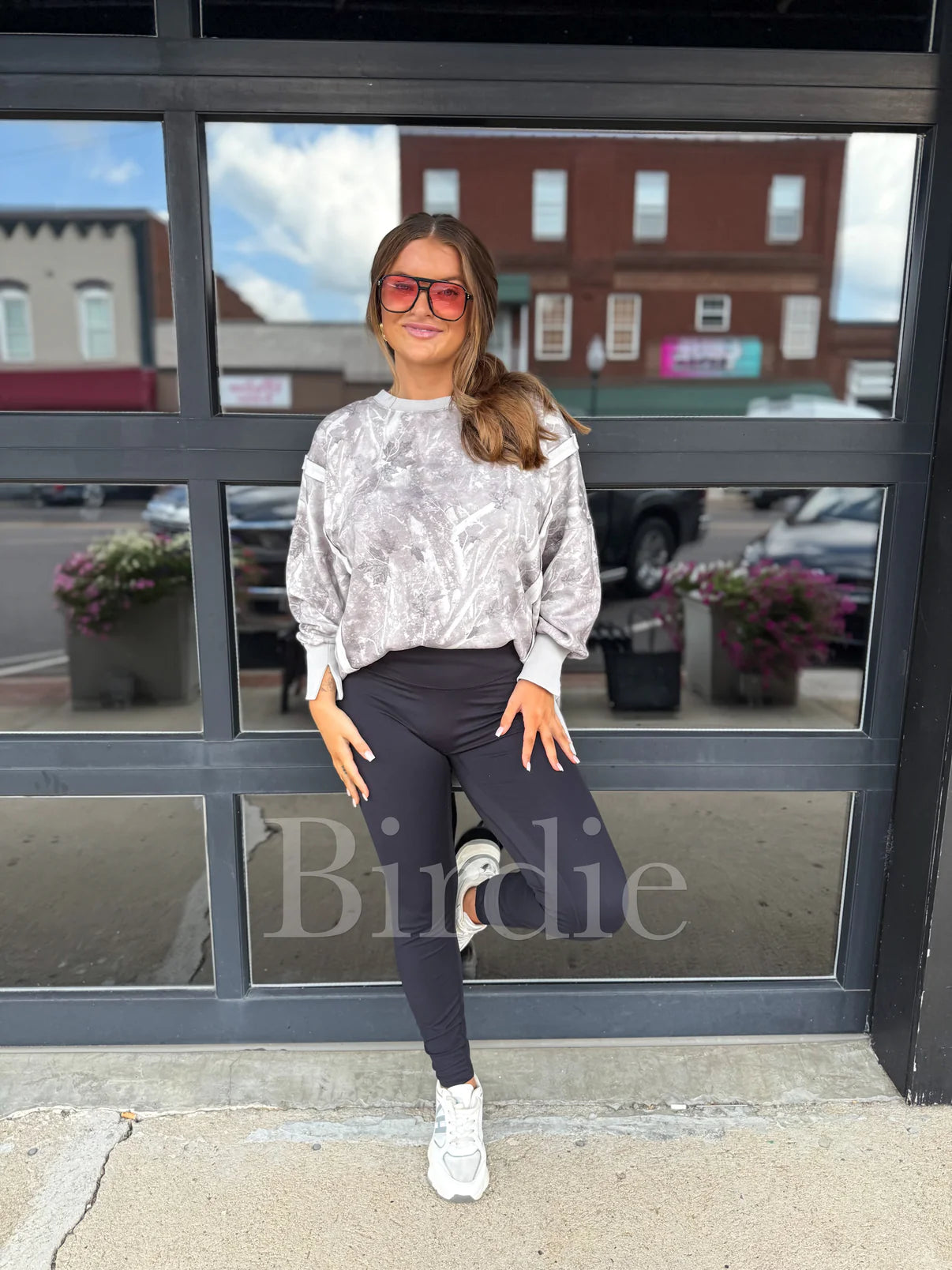 *Pre-Order* Light Camo Double Front Slit Oversized Pullover Crewneck