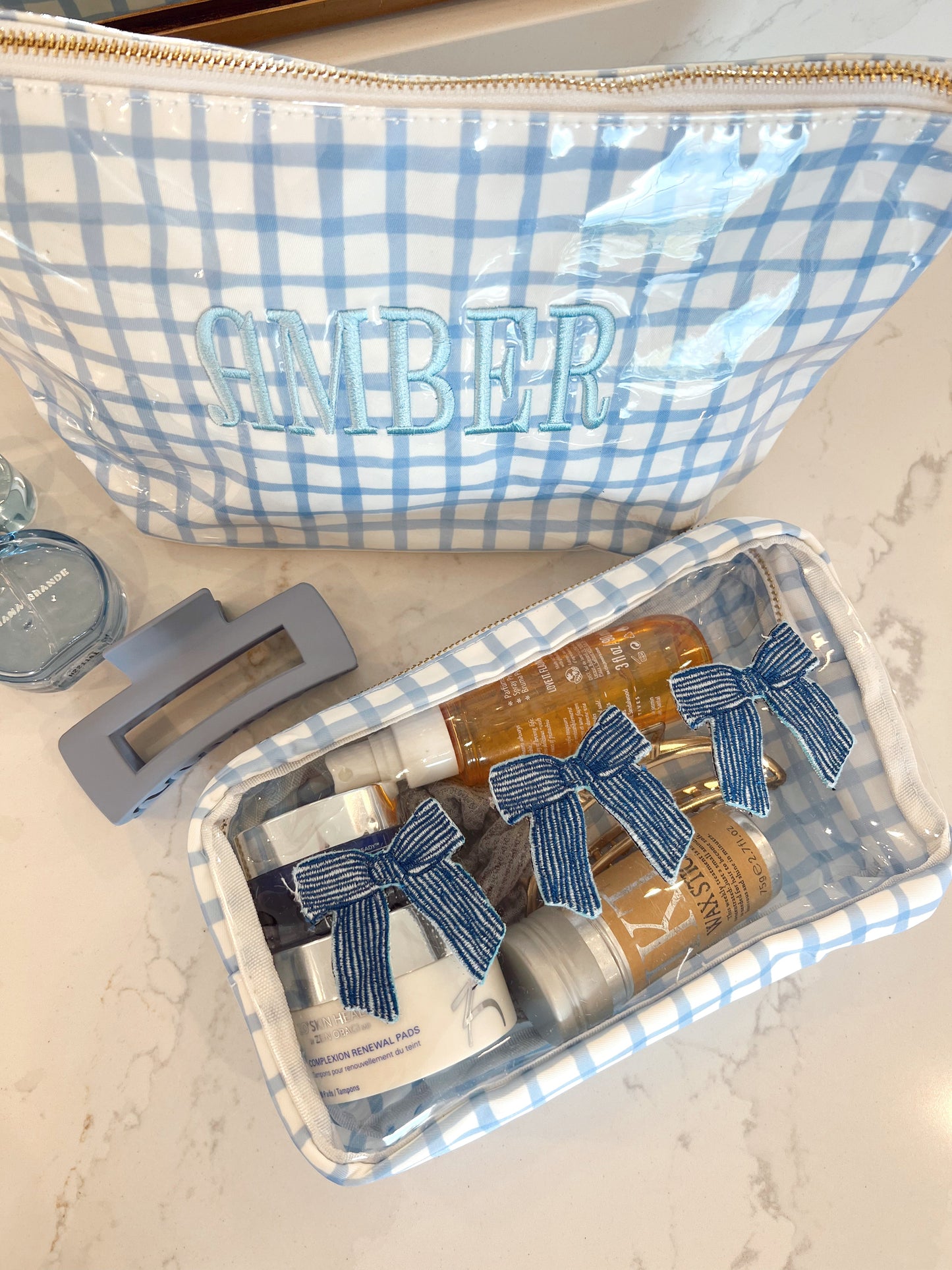 3 Bows - Blue Trellis Bag