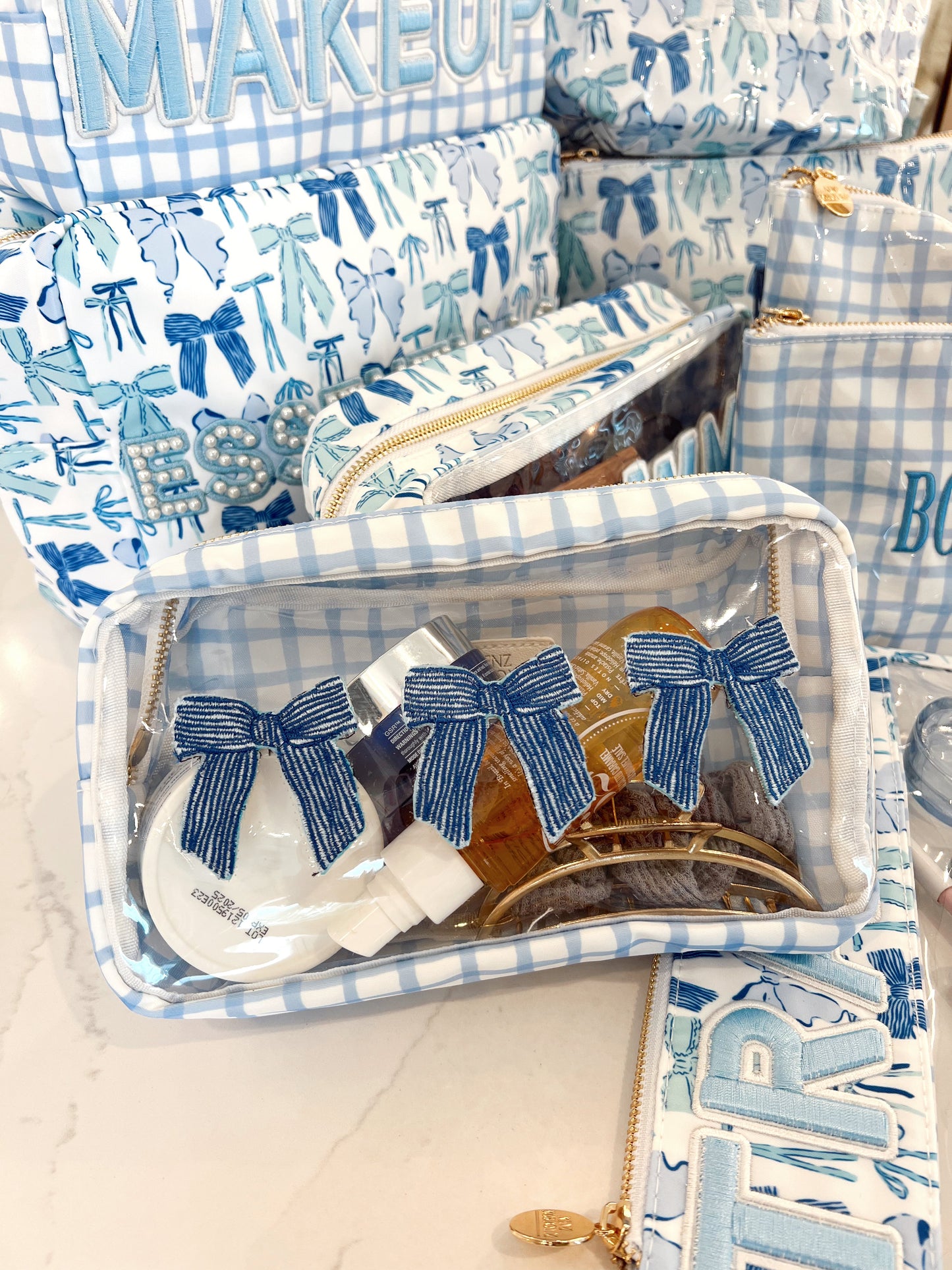 3 Bows - Blue Trellis Bag