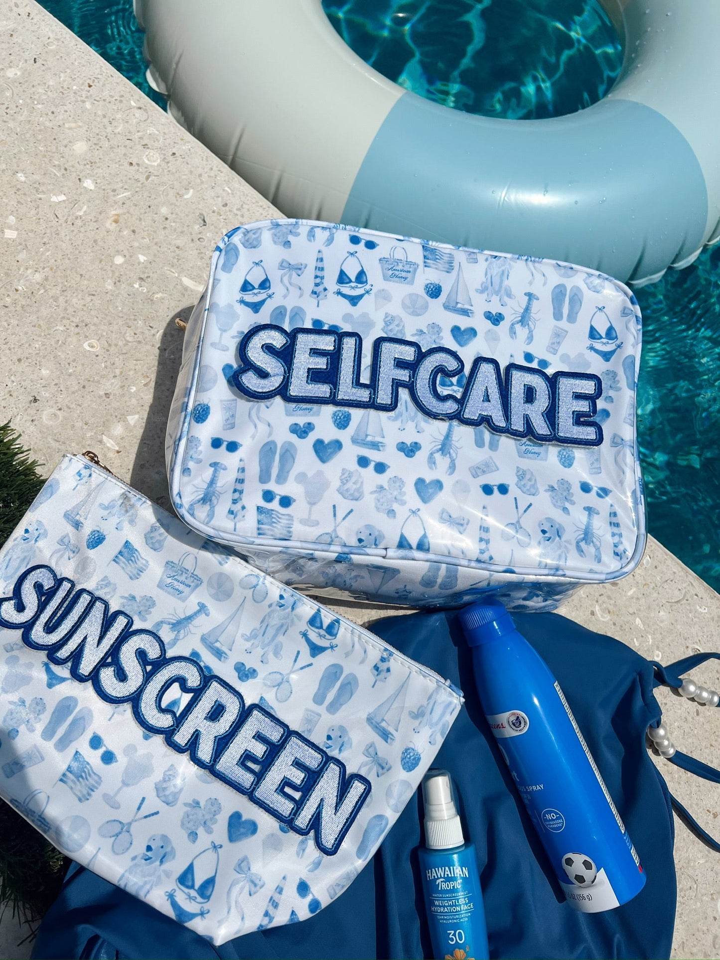 Self Care - Blue Americana Clear Coat XL Bag