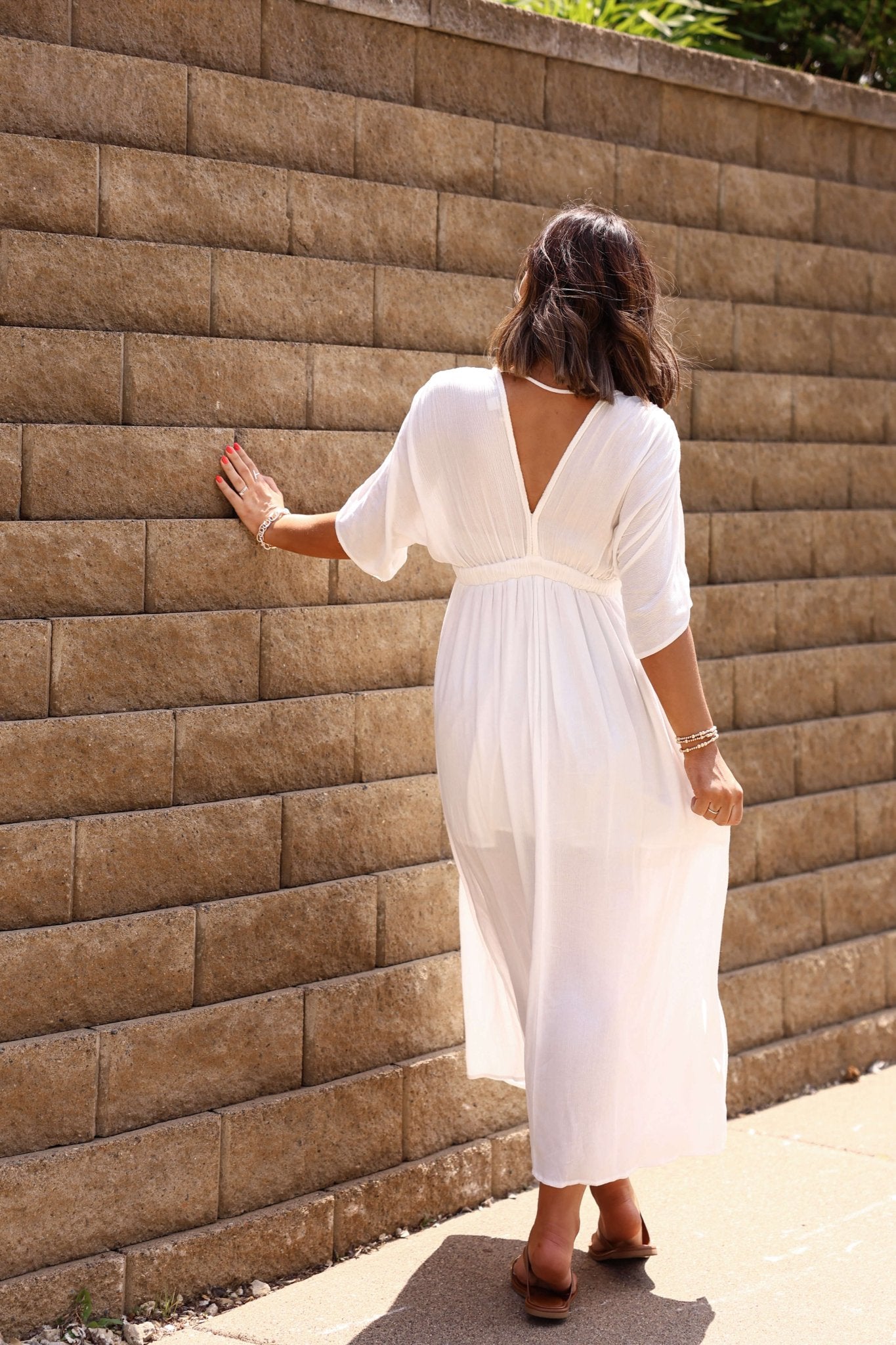 Angelica White Plunging V Neck Maxi Dress - FINAL SALE