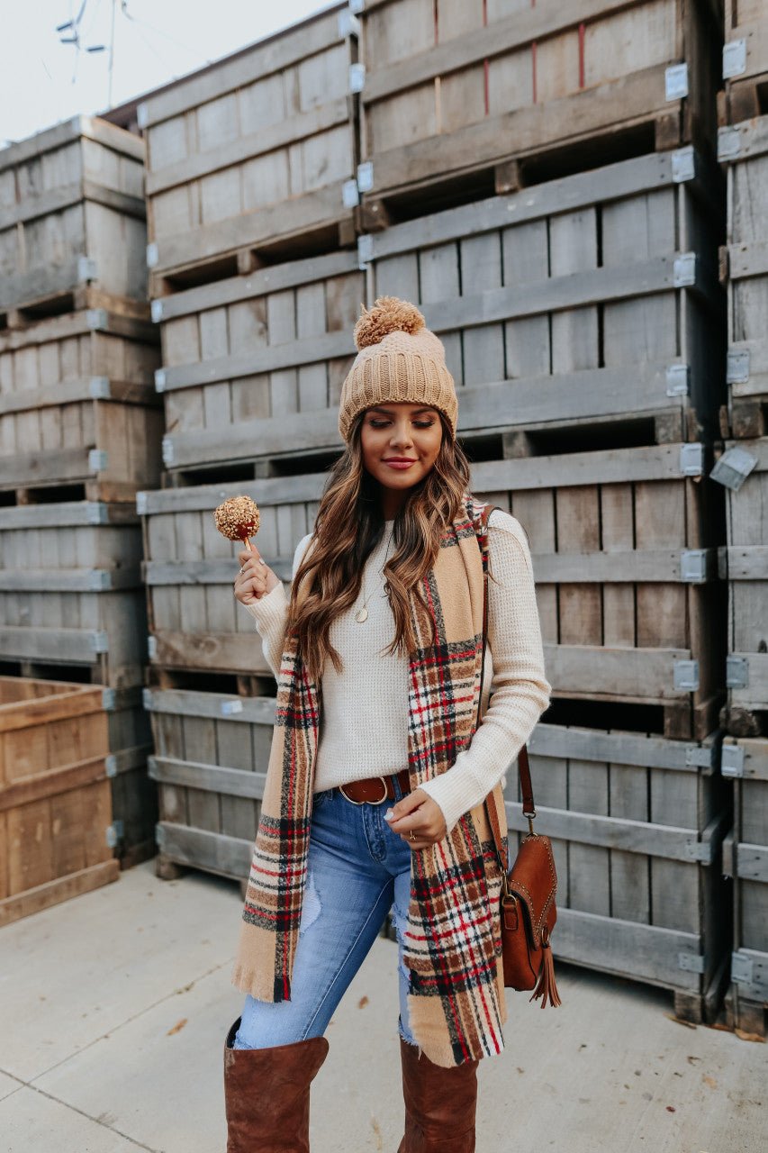 Autumn Glow Brushed Oatmeal Waffle Sweater
