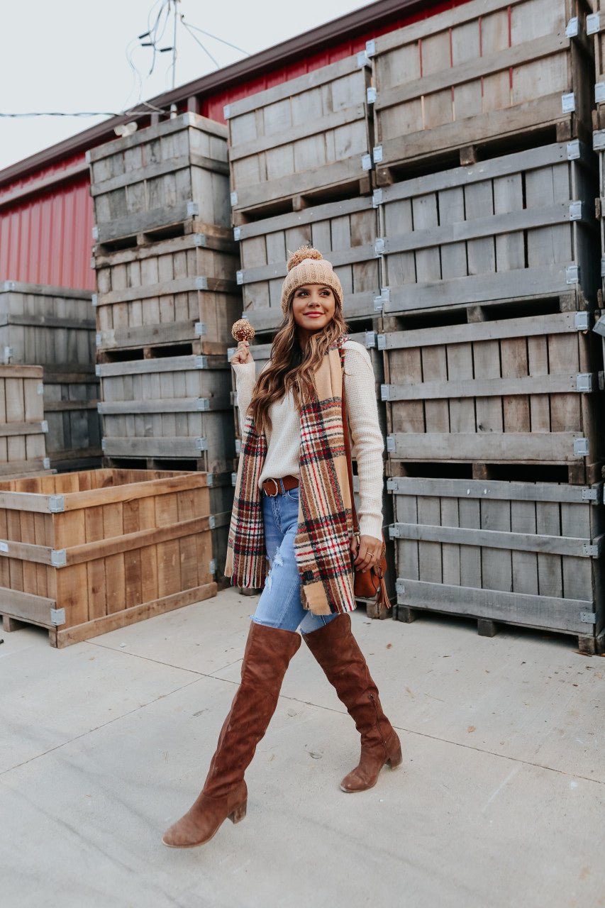 Autumn Glow Brushed Oatmeal Waffle Sweater