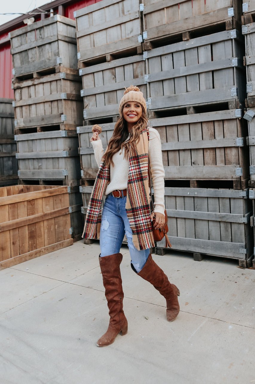 Autumn Glow Brushed Oatmeal Waffle Sweater