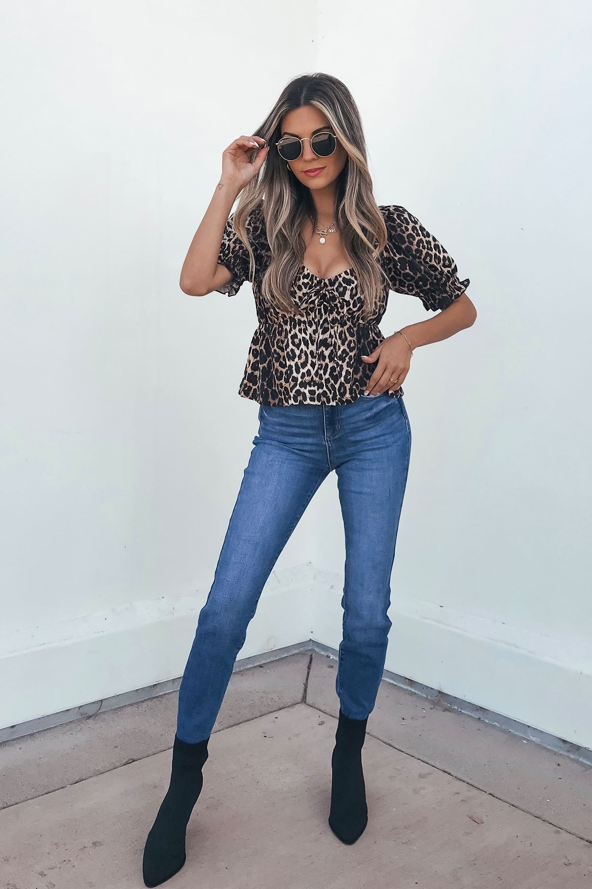Black Leopard Print Babydoll Top - FINAL SALE