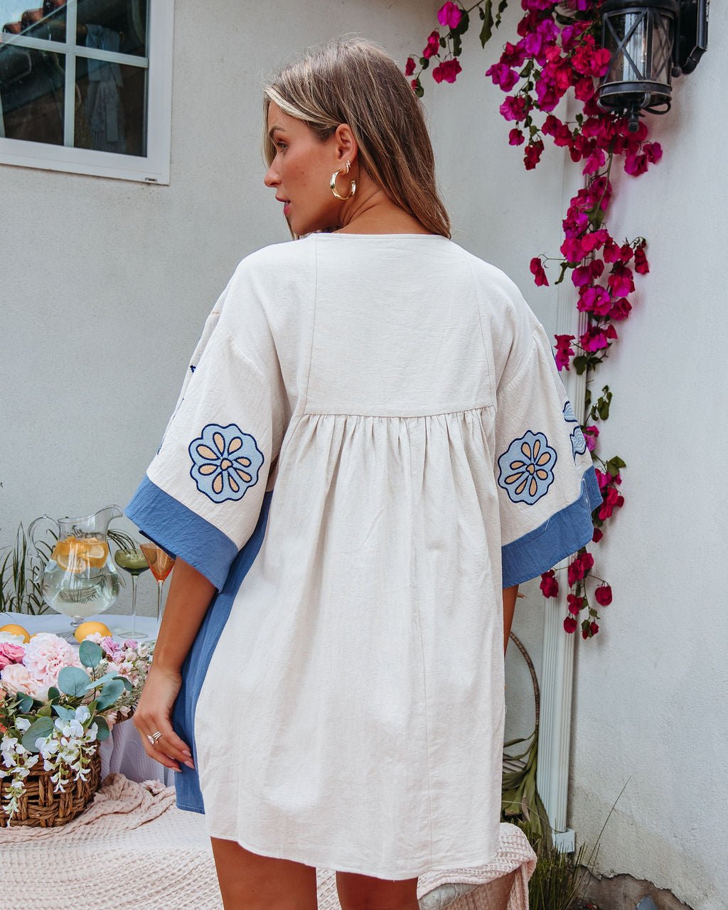 Bluebelle Denim Embroidered Mini Dress