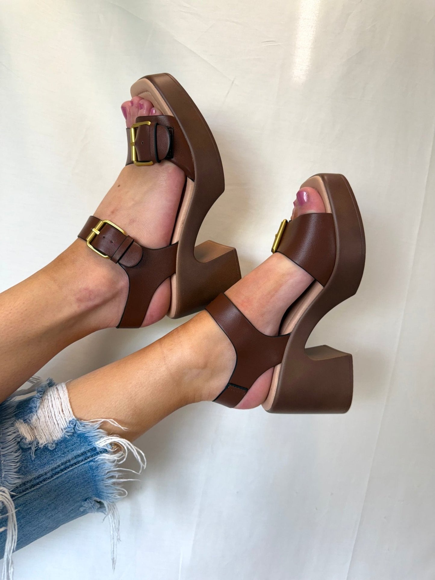 Chinese Laundry Drew Brown Platform Heeled Sandals - FINAL SALE