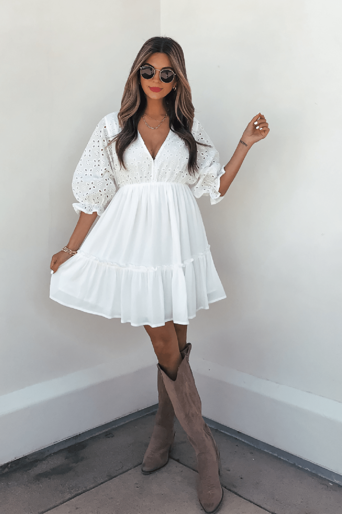 Chloe White Eyelet Tiered Mini Dress - FINAL SALE