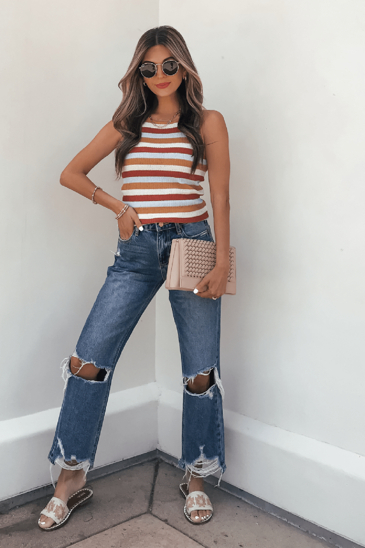 Colorplay Comfort Ribbed Striped Tank Top