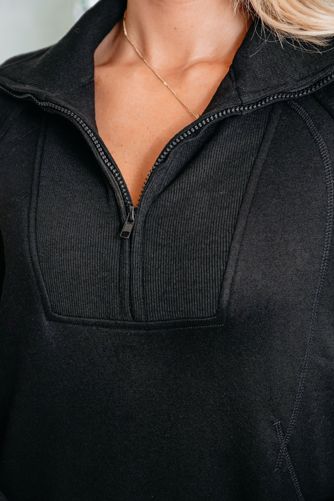Comfort Lounge Black Half Zip Sweatshirt - FINAL SALE