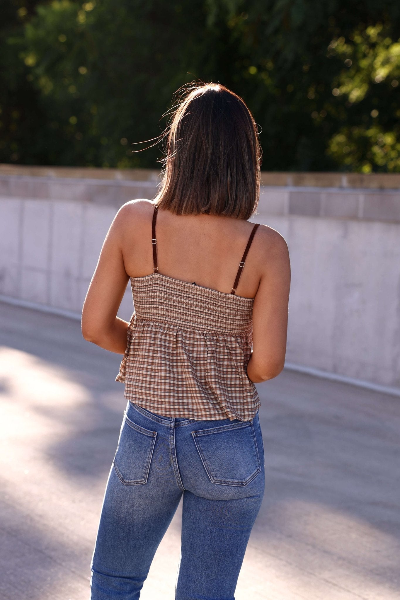 Country Charm Plaid Babydoll Tank Top