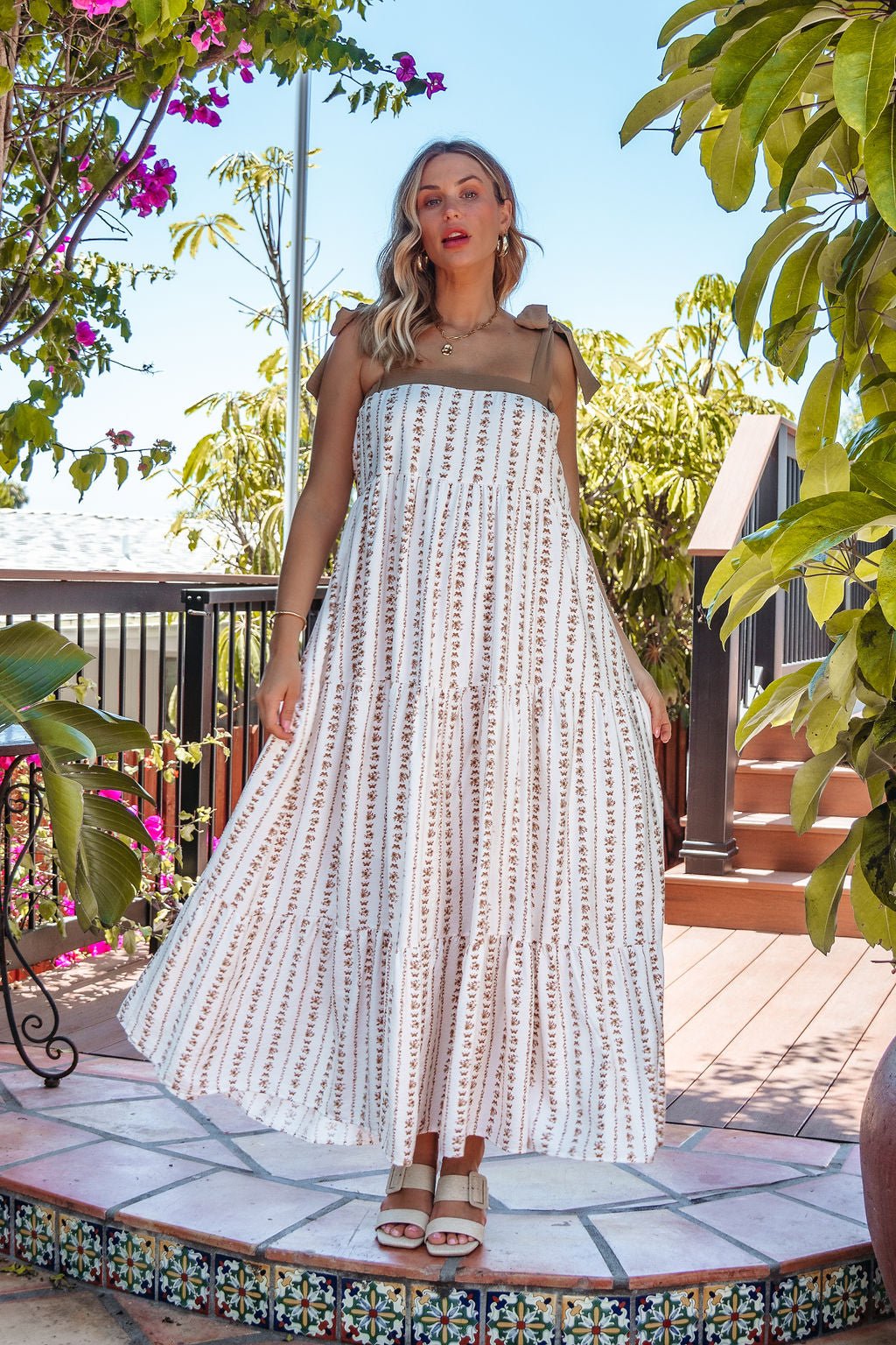 Dahlia Bloom Ivory Floral Tiered Maxi Dress
