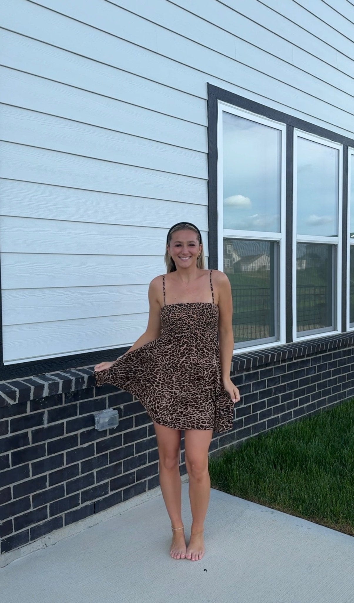 Gabriella Brown Leopard Print Tiered Romper Dress - FINAL SALE
