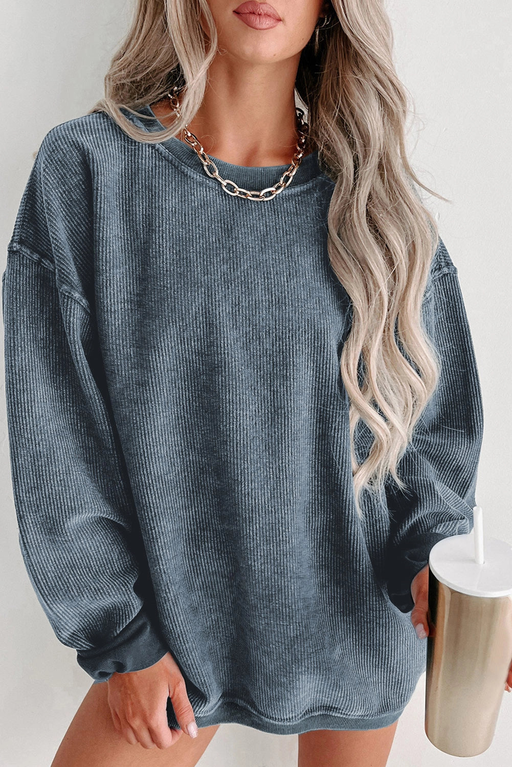 Oversized Waffle Knit Crew