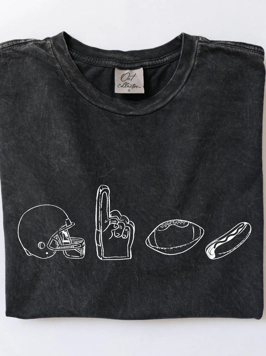 Mineral Wash Football Tee