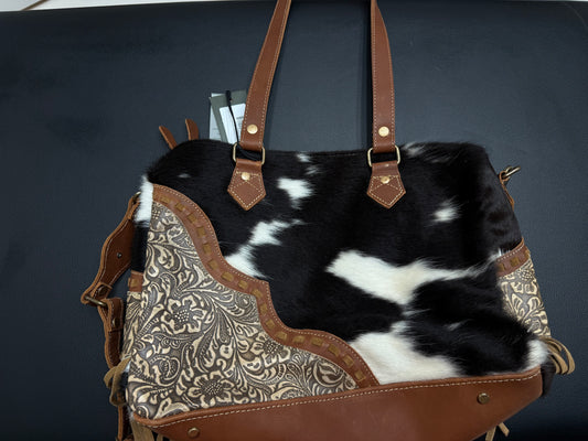 Cowhide/Tooled Leather Purse