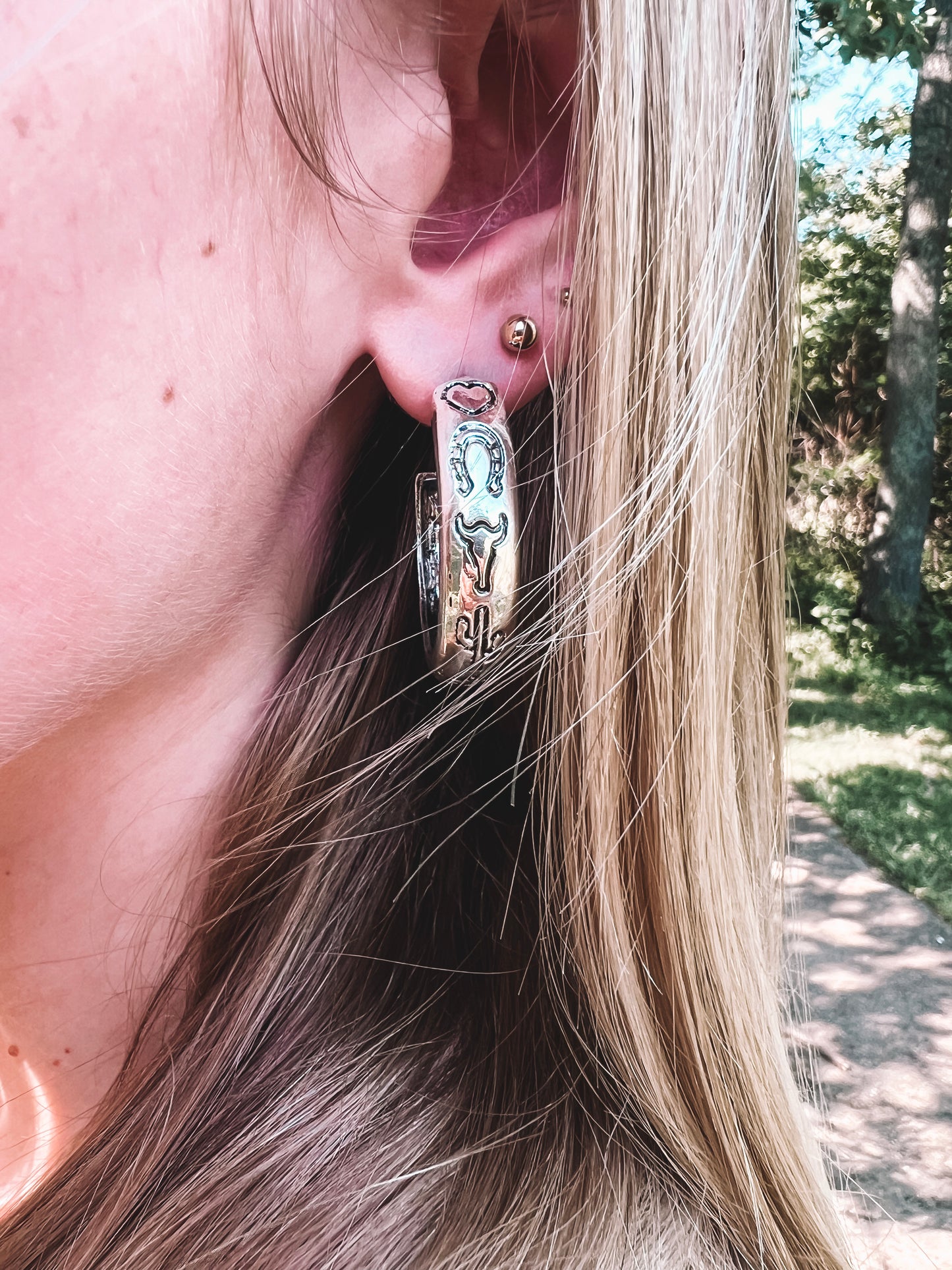 Western Engraved Hoop Earrings