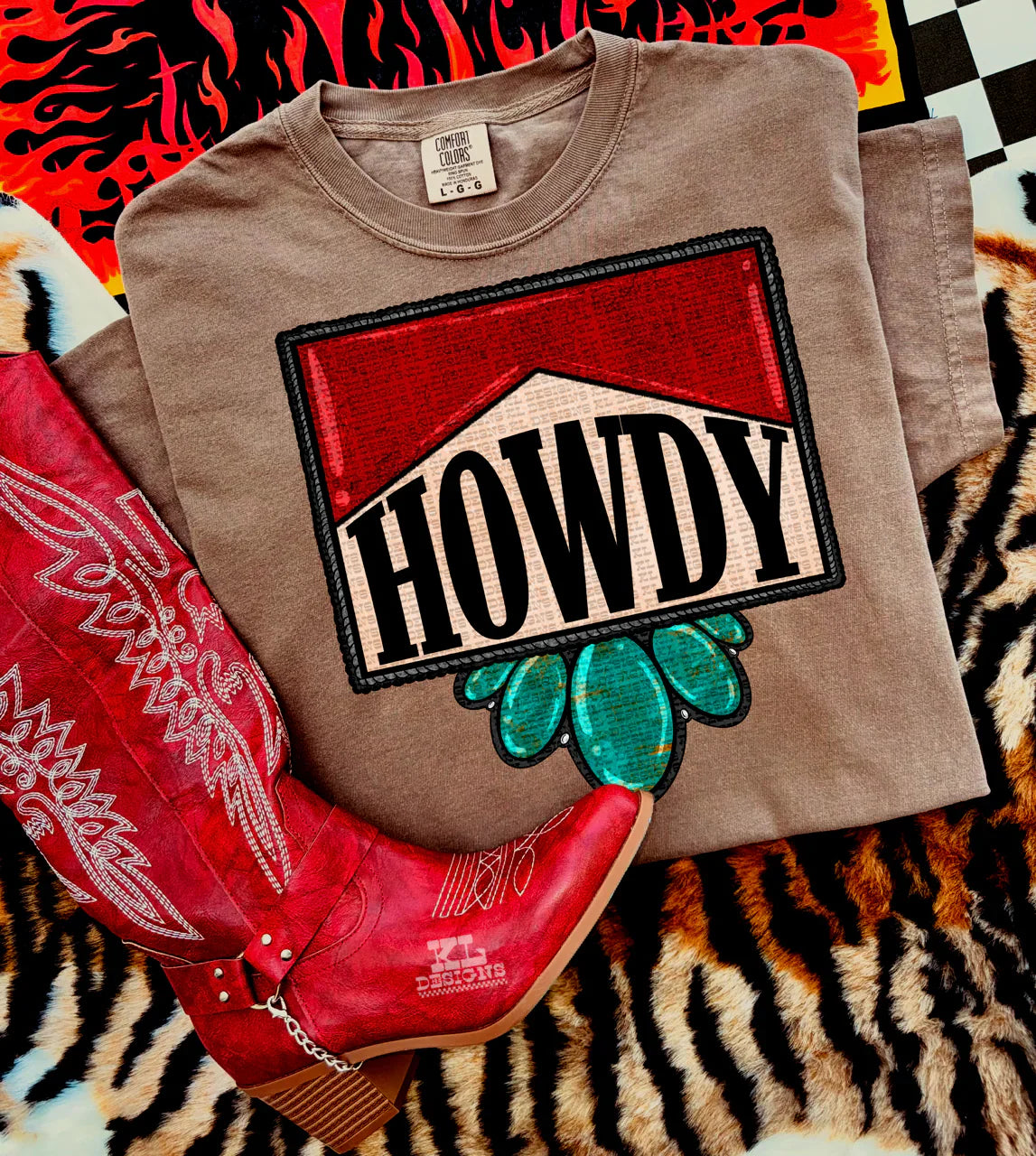 Howdy RED & TURQUOISE tee or sweatshirt