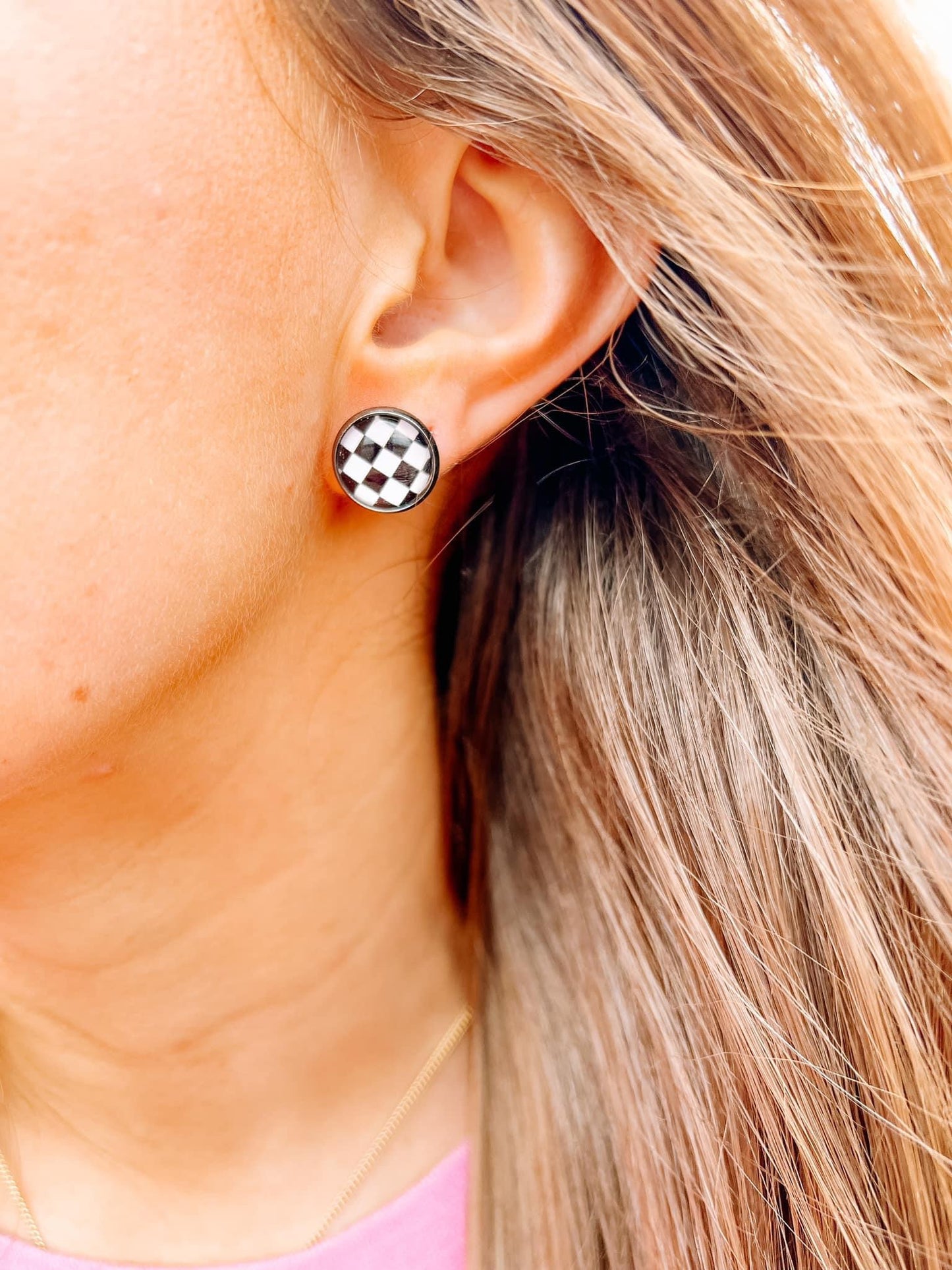 Checkered Stud Earrings