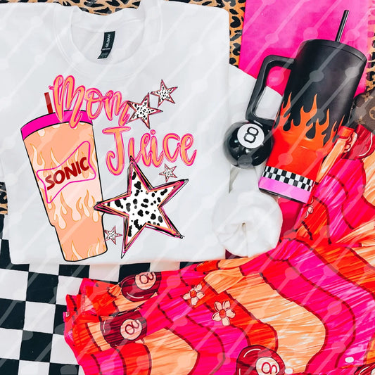 Mom Juice Sonic Flame  tee or sweatshirt