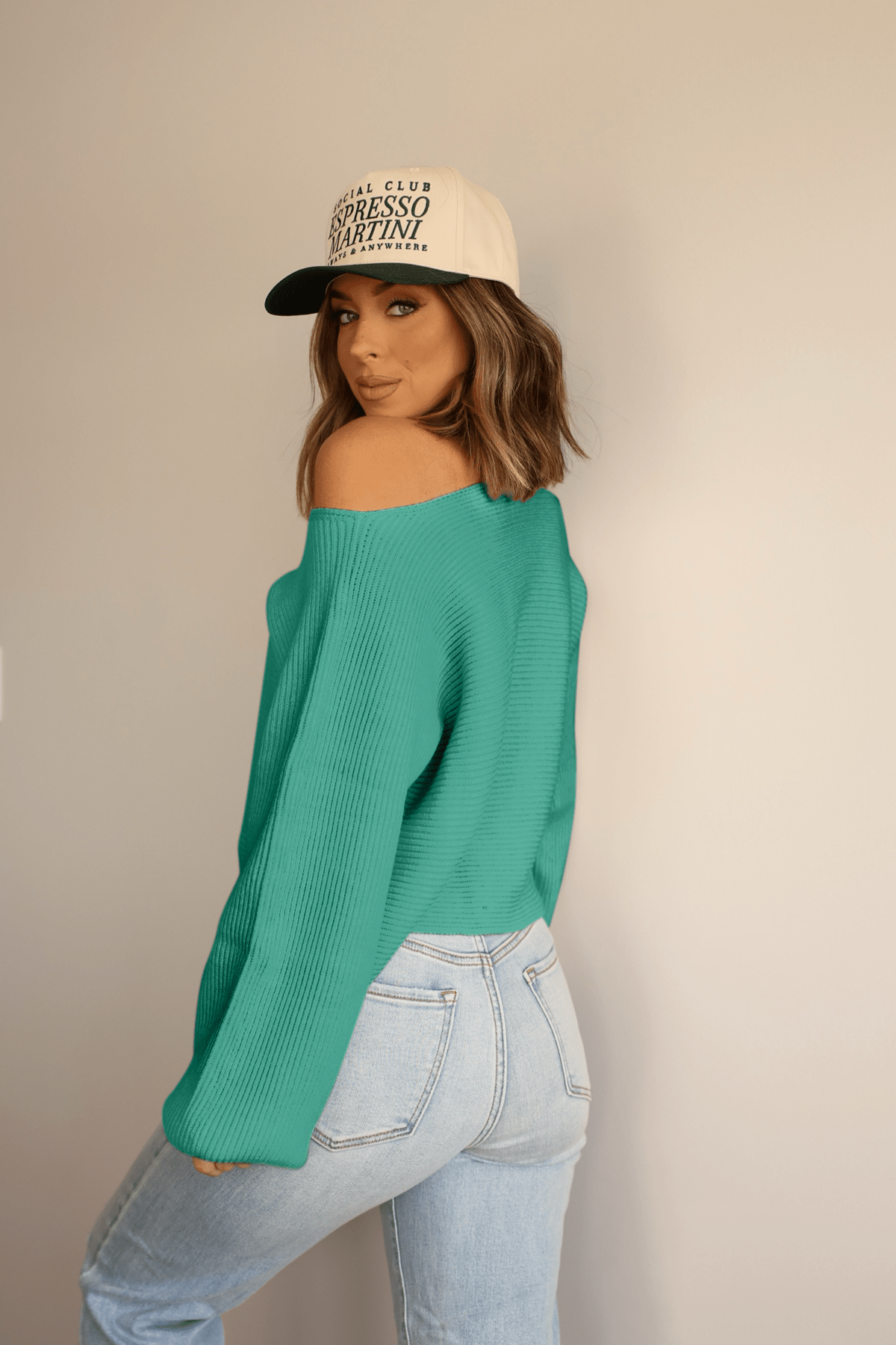 Avery Ribbed Boat Neck Sweater - Green - FINAL SALE