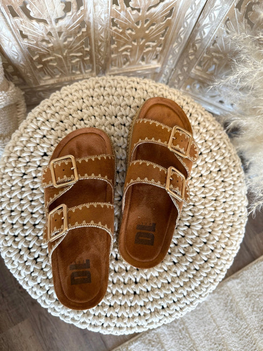 Chinese Laundry Cubana Brown Platform Slide Sandals - FINAL SALE