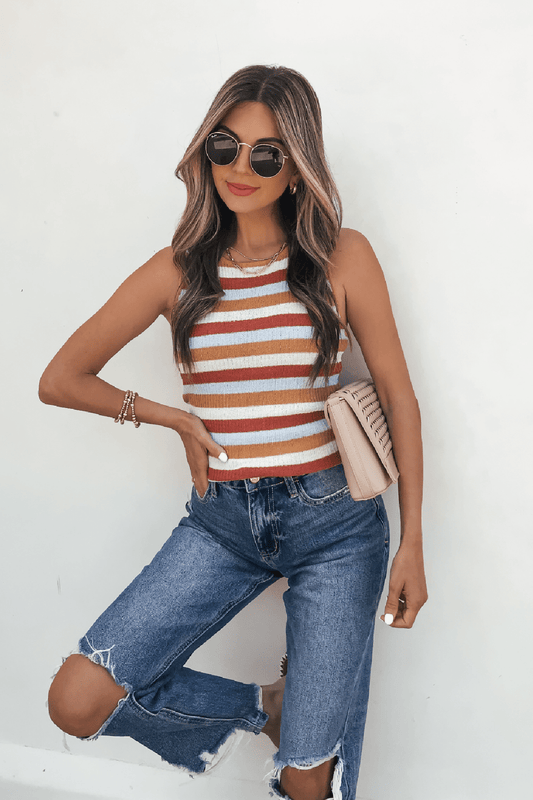 Colorplay Comfort Ribbed Striped Tank Top