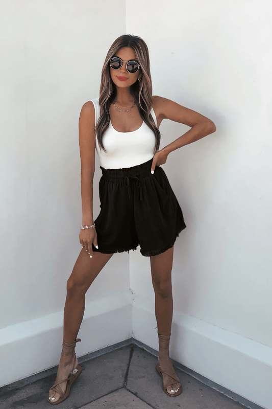 Harper’s Laid-Back Black Linen Shorts - FINAL SALE