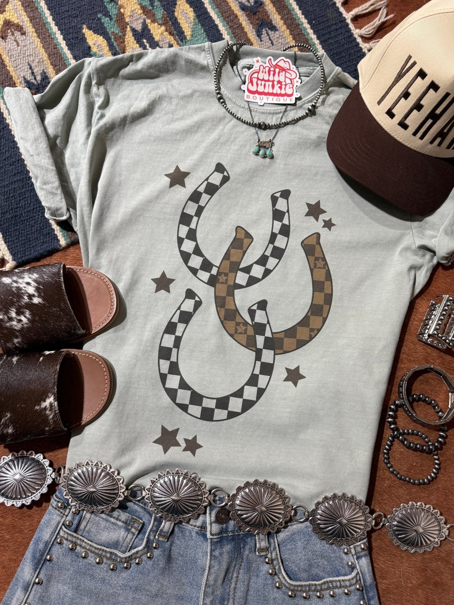 Western Checkered Horseshoe Graphic Tee